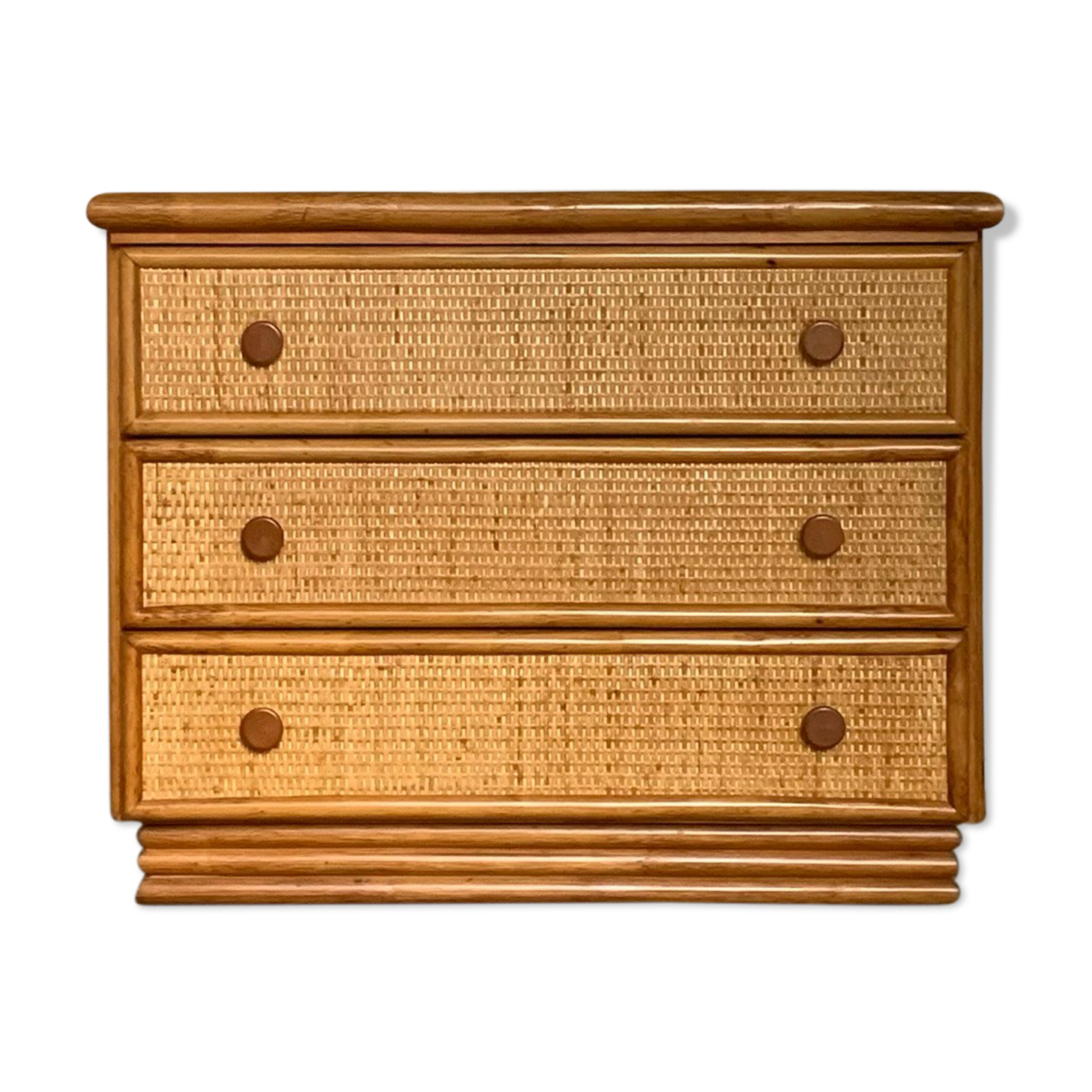 Commode vintage en rotin et bambou