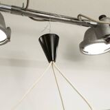 Scandinavian triangle pendant light in cascade with 3 opalines