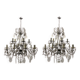 Large Macaroni Crystal Beaded Chandeliers Set of 2