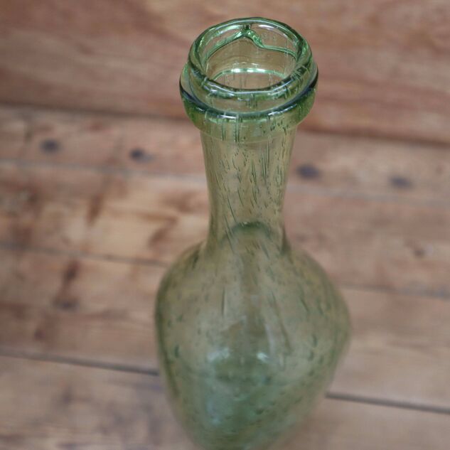 Biot water green colored bubble blown glass bottle