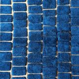 Handmade traditional pure wool carpet with blue patterns.