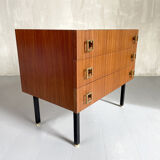 Commode en acajou et métal, France 1960