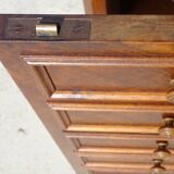 Nightstand with false drawers in walnut and marble, Louis Philippe