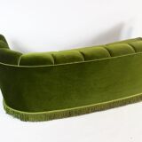 1940s art deco green velvet banana sofa, Denmark