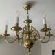 Antique Dutch 6-light chandelier in solid bronze