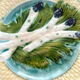 6 asparagus plates in faience barbotine from Salins