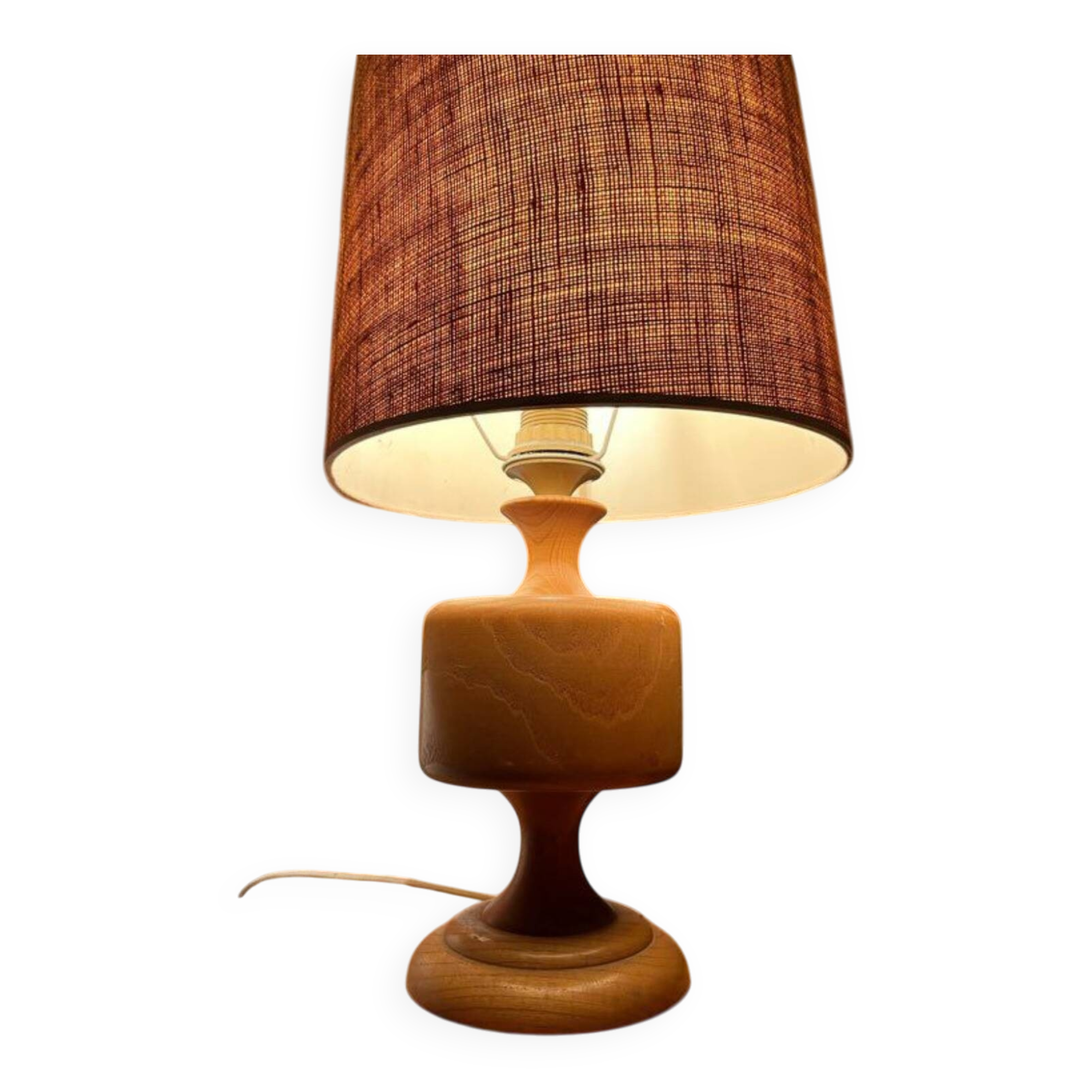 Vintage turned wood lamp – 70s chalet style