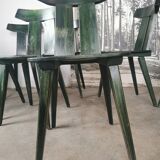 Set of 10 wooden bistro chairs