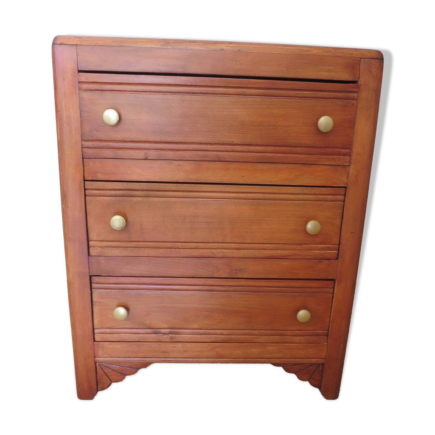 Art Deco chest of drawers in dark wood with 3 drawers, 1950s