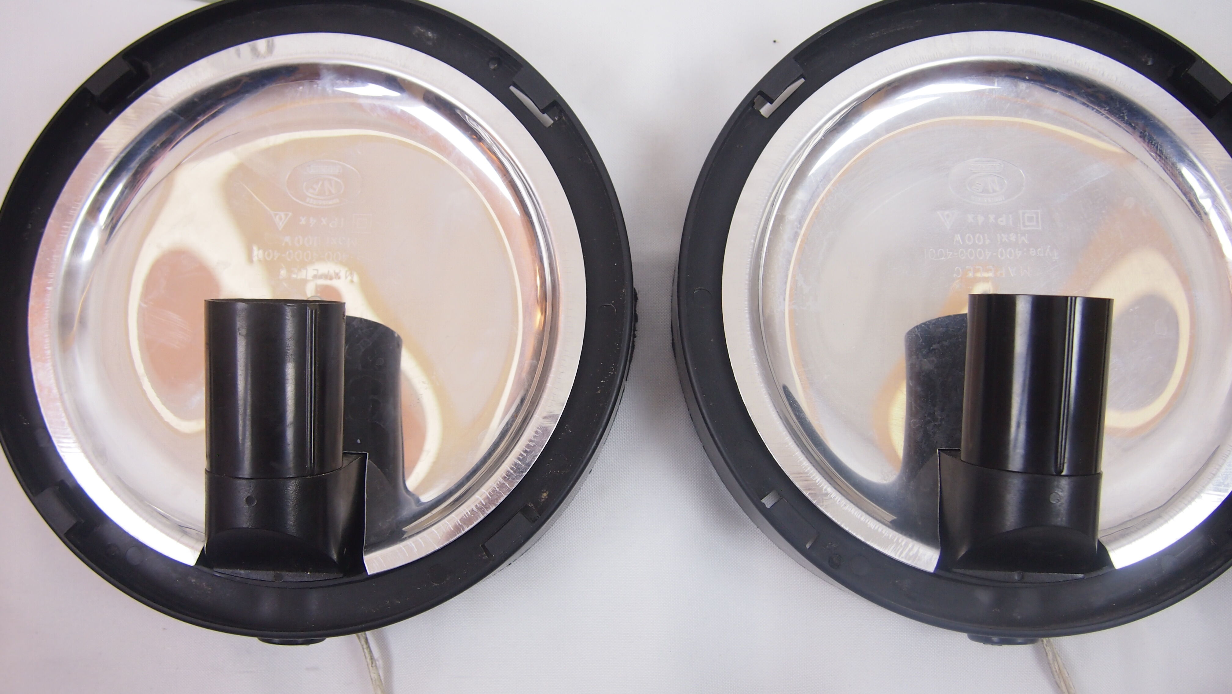 Pair of mapelec textured glass wall lights, 1970