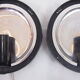 Pair of mapelec textured glass wall lights, 1970