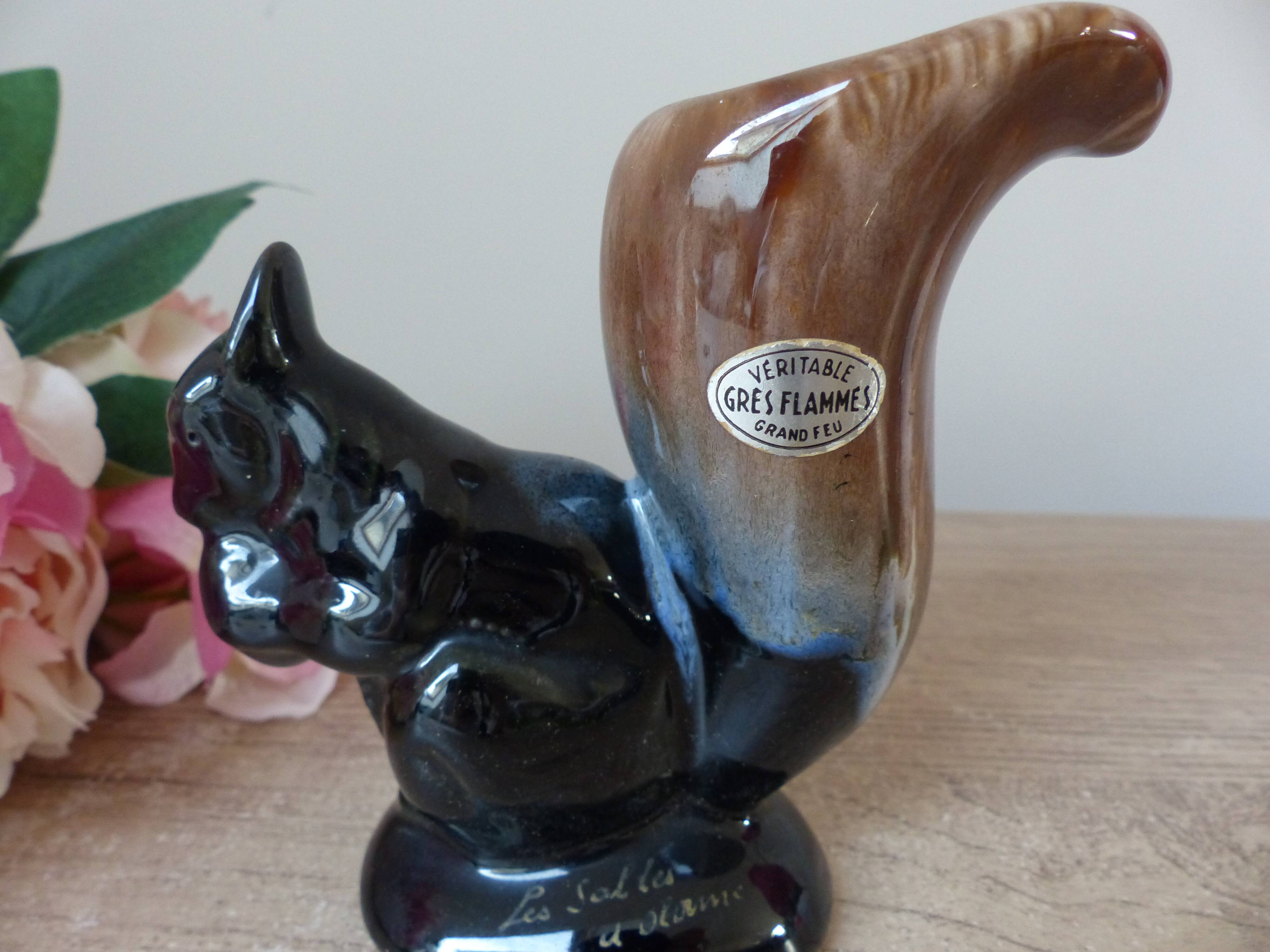 Vintage squirrel vase in flamed stoneware – 1960 - 1970