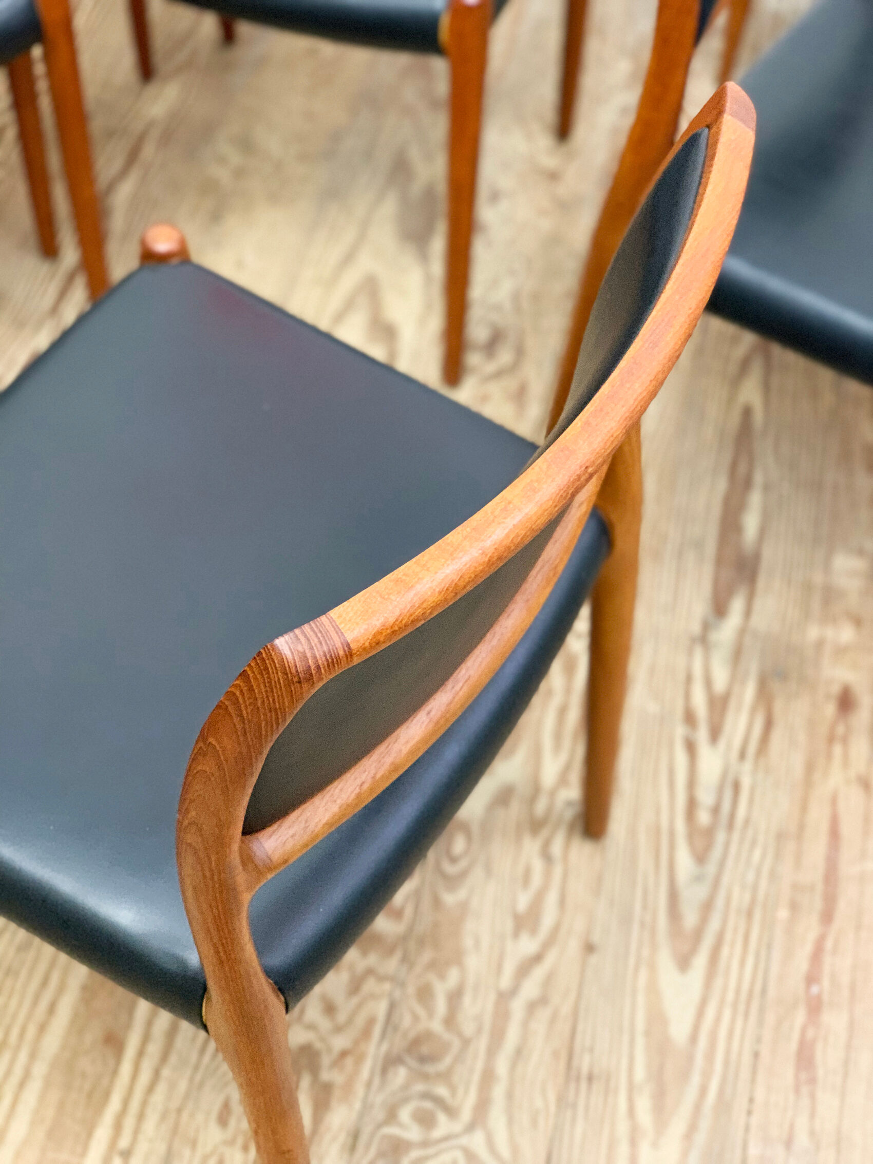 8 Danish Mid-Century Teak Dining Chairs #80 by Niels O. Møller for J. L. Moller, 1960s
