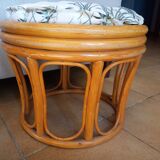 2 poufs en rotin vintage des années 70-80
