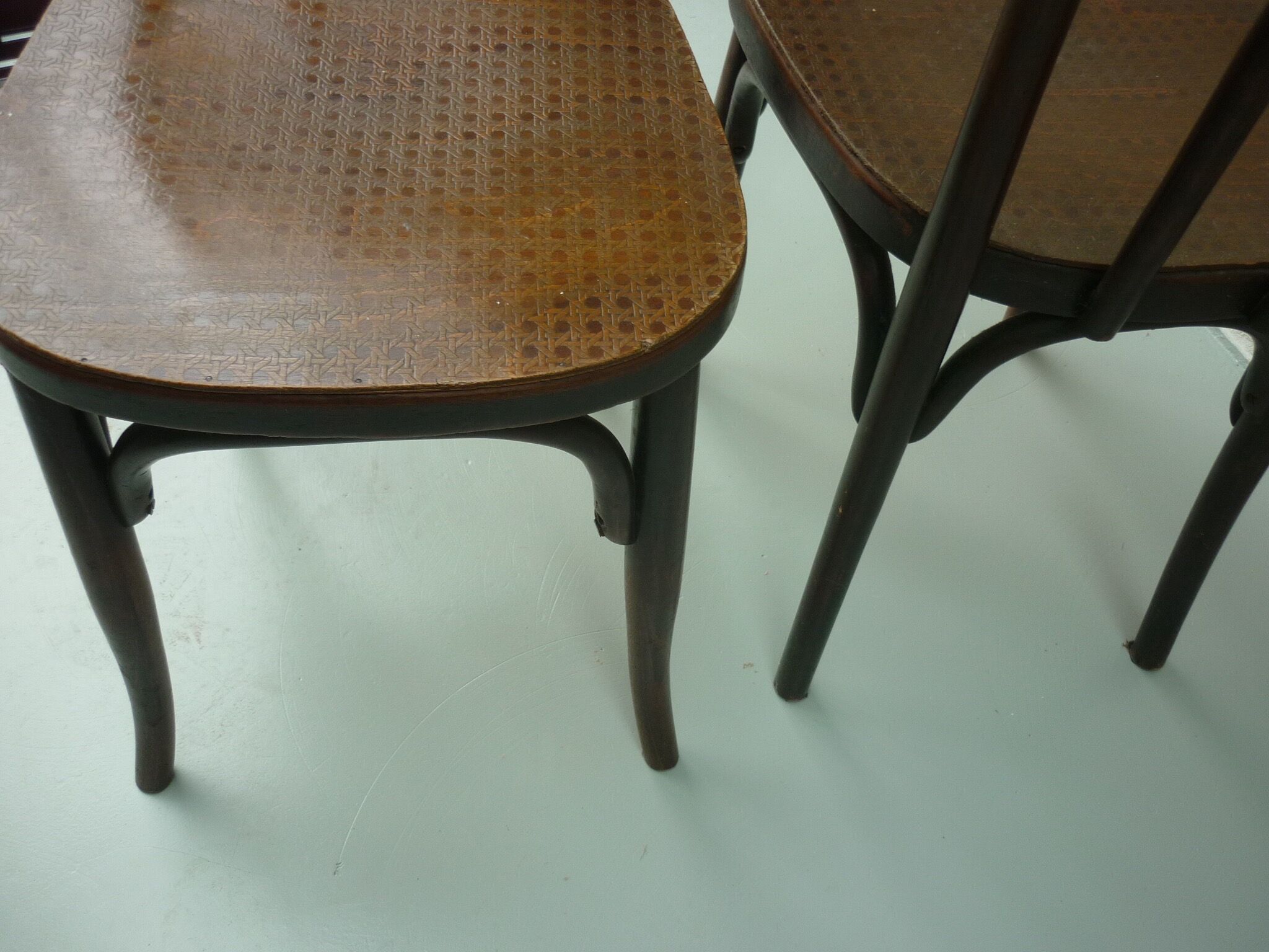 Pair of antique curved wood bistro chairs