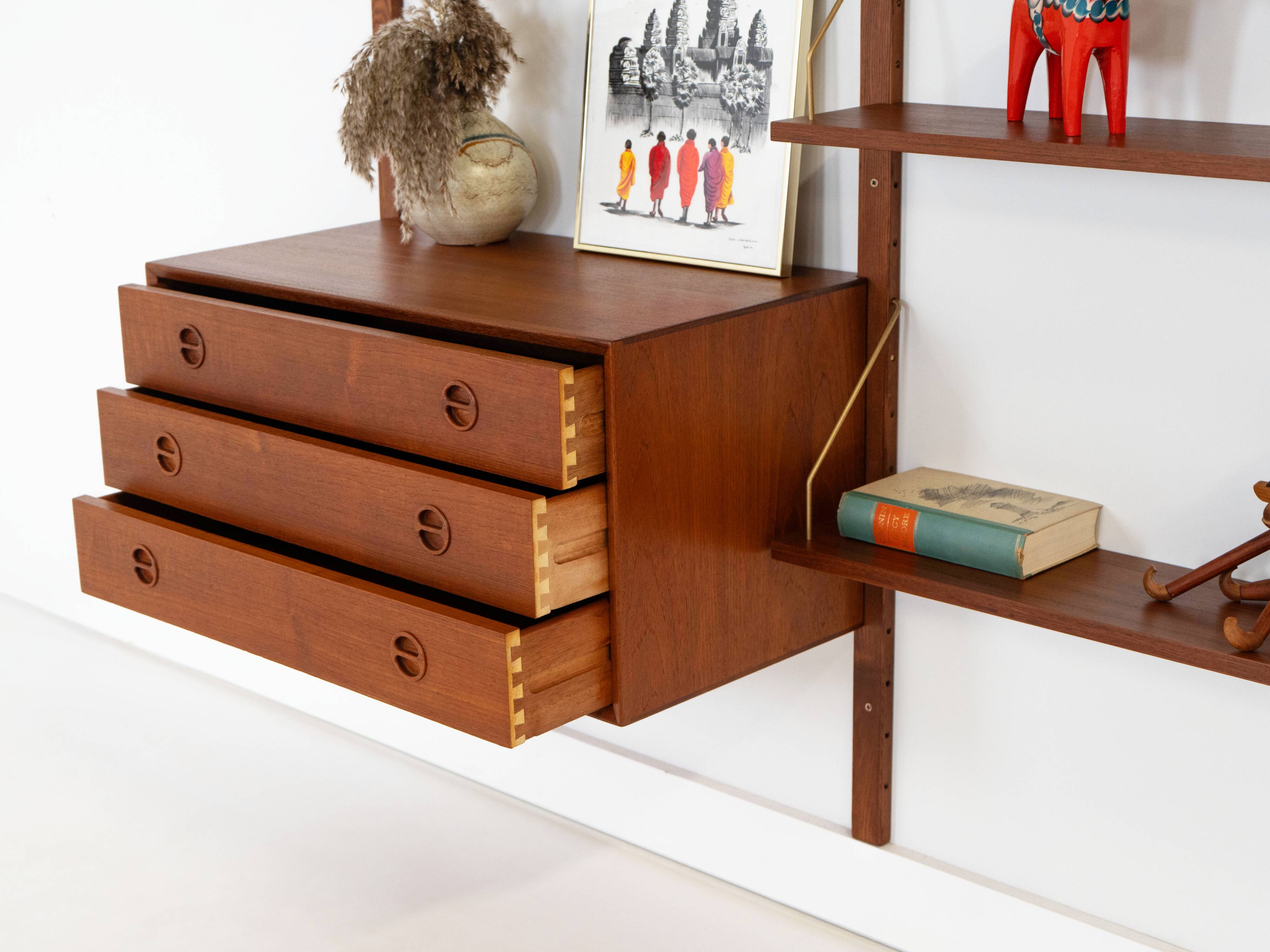 Teak modular shelving unit, Danish design, 1960s, made in Denmark