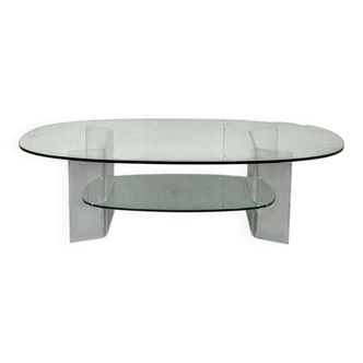 Space Age Italian modern Glass and Perspex Coffee Table, 1990s
