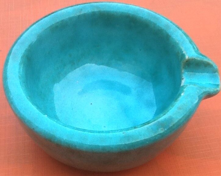 Mortar and pestle 60s glazed ceramics marbled green