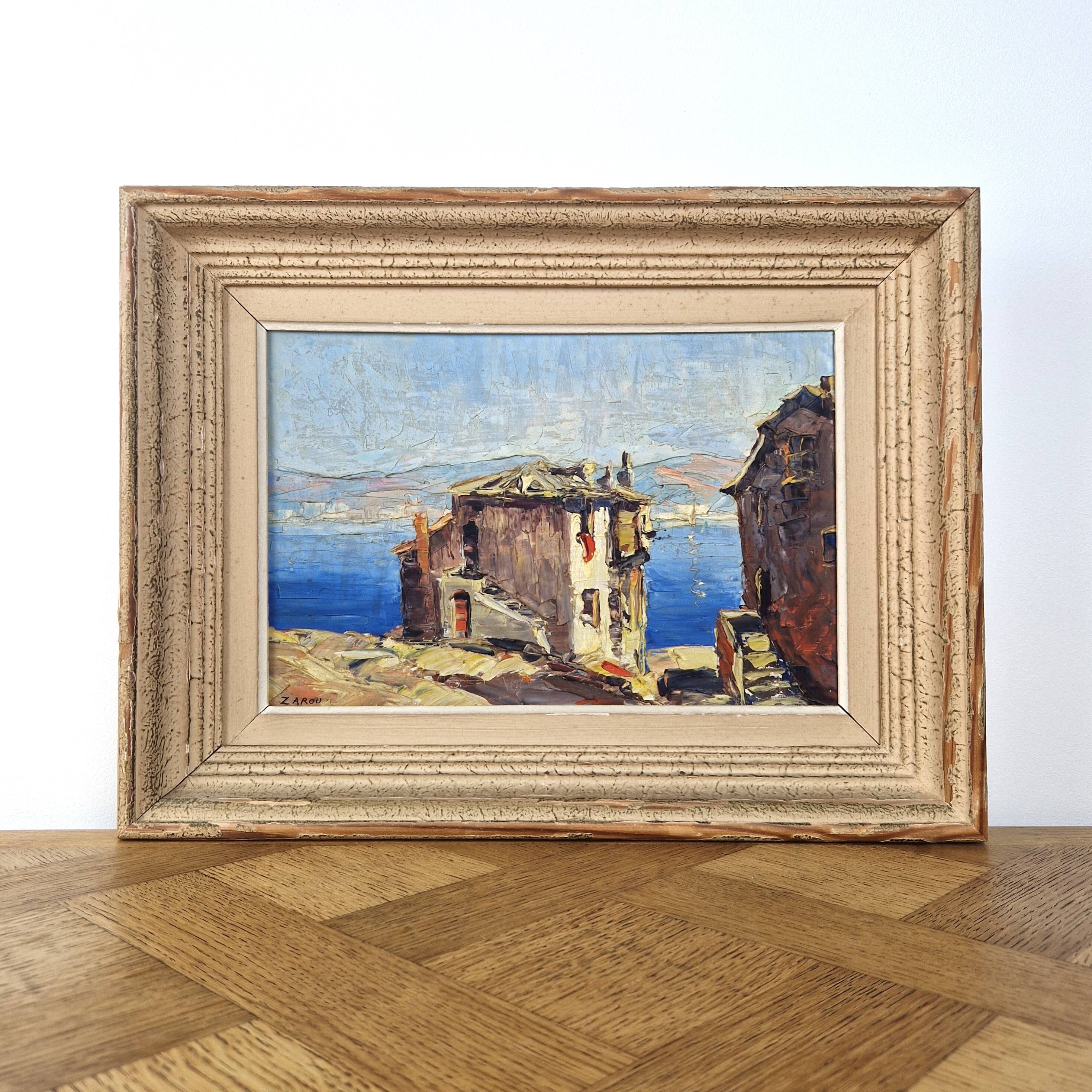 Oil on panel by Gerard Cardella known as ZAROU, painting signed by the artist.