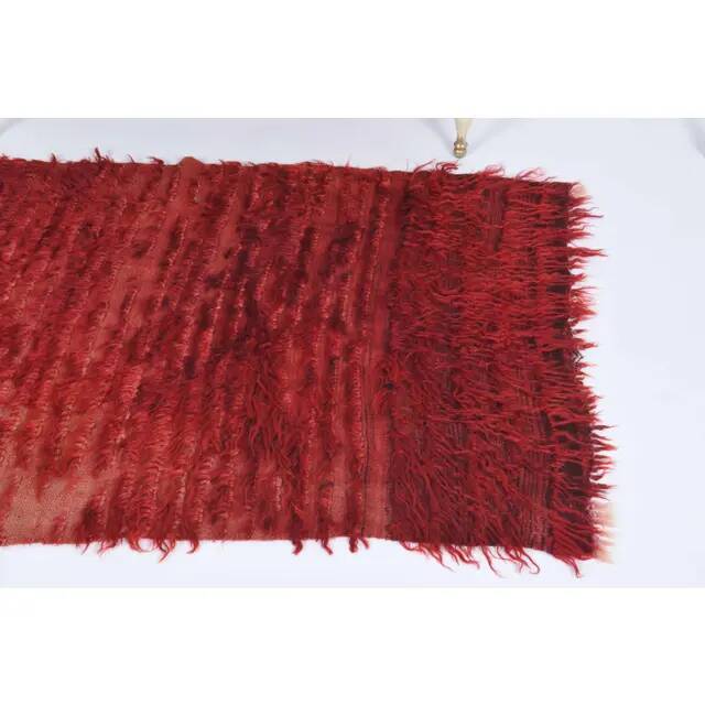 Vintage Turkish Hand-Knotted Wool Cotton Red Kilim Area Rug 94x144
