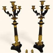 Large Pair of Gilded Bronze Chandeliers - Restoration Period (1815-1830)