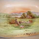 Plat en faience de Limoge, Paysage pastoral 51 cm