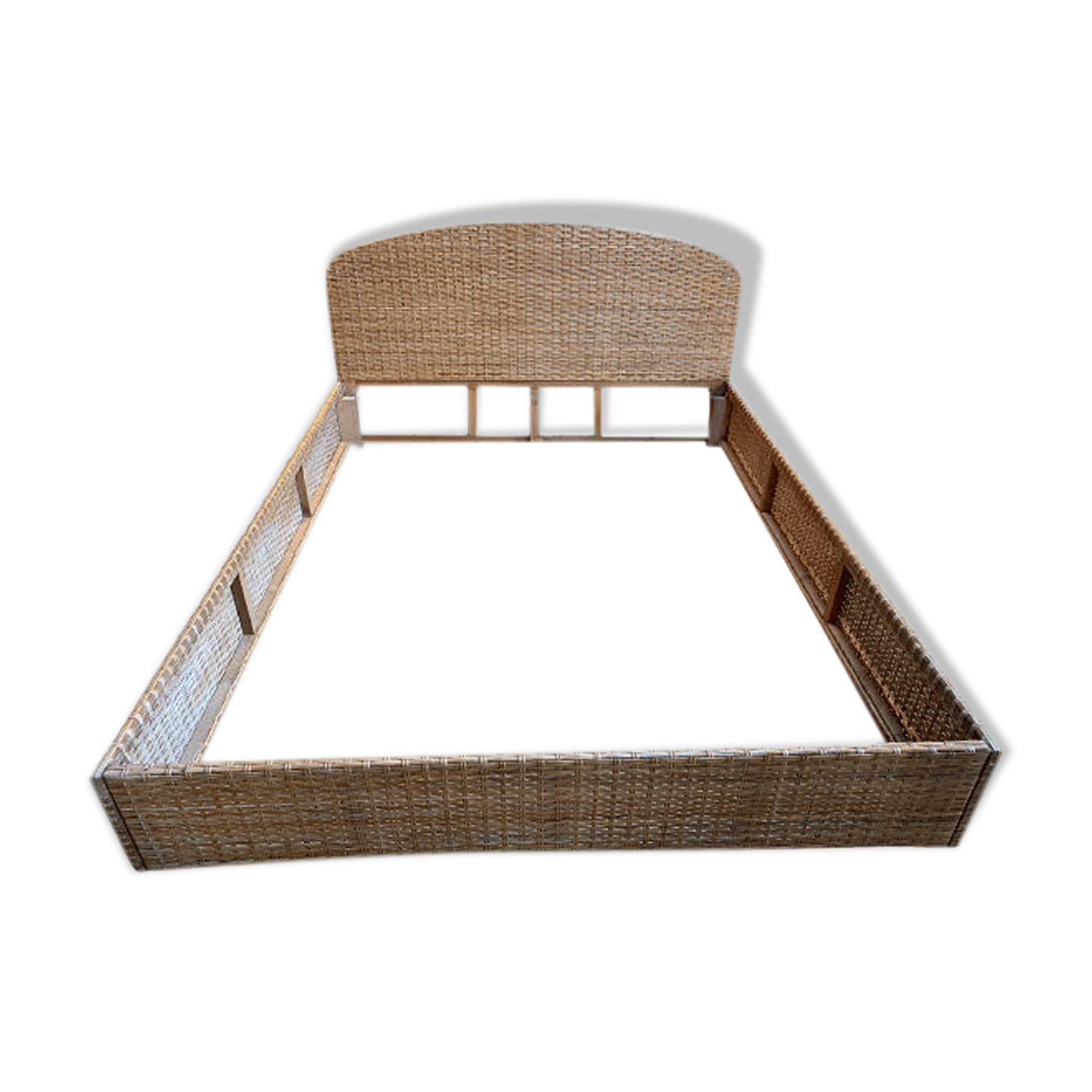 Vintage two-seater bed year 70/80's rattan & cannage