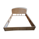 Vintage two-seater bed year 70/80's rattan & cannage