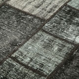 Tapis turc surteint fait à la main 176 cm x 242 cm tapis patchwork noir