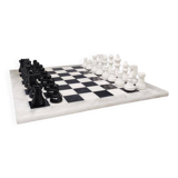 1970s Gorgeous Black and White Chess Set in Volterra Alabaster Handmade Mad