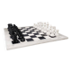 1970s Gorgeous Black and White Chess Set in Volterra Alabaster Handmade Mad