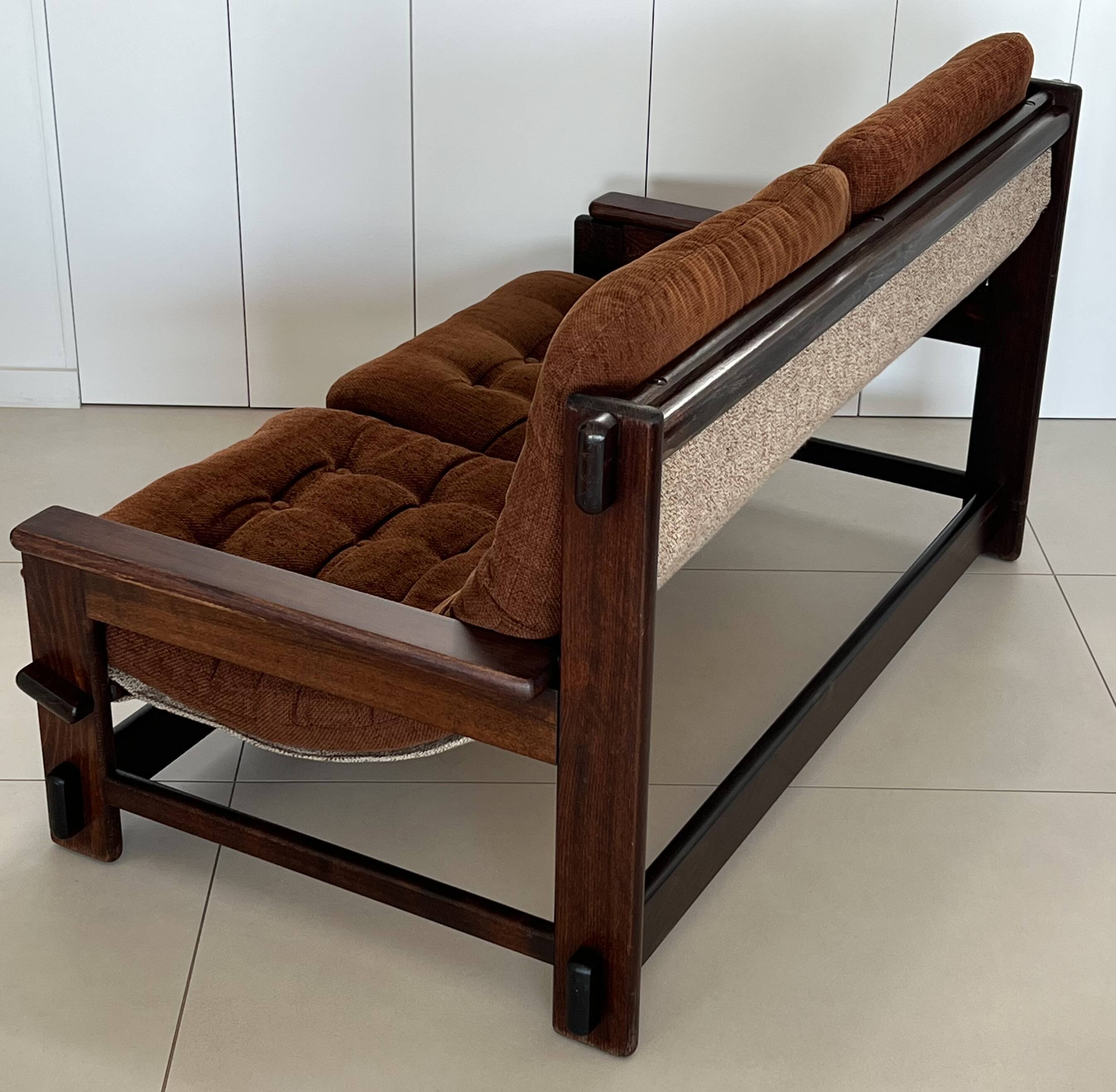Scandinavian two-seater oak sofa, 1960s