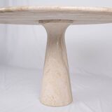 Pedestal dining table in travertine, Stone International, Italy, 1970s