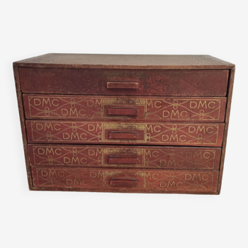 Boîte à coton ancienne France 1920 DMC en bois dans son jus magnifique pièce
