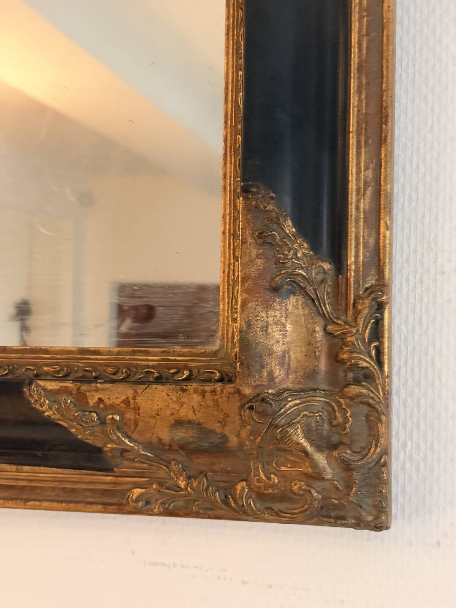 Antique Flemish Style Mirror Blackened and Gilded Wood Napoleon III 19th Century