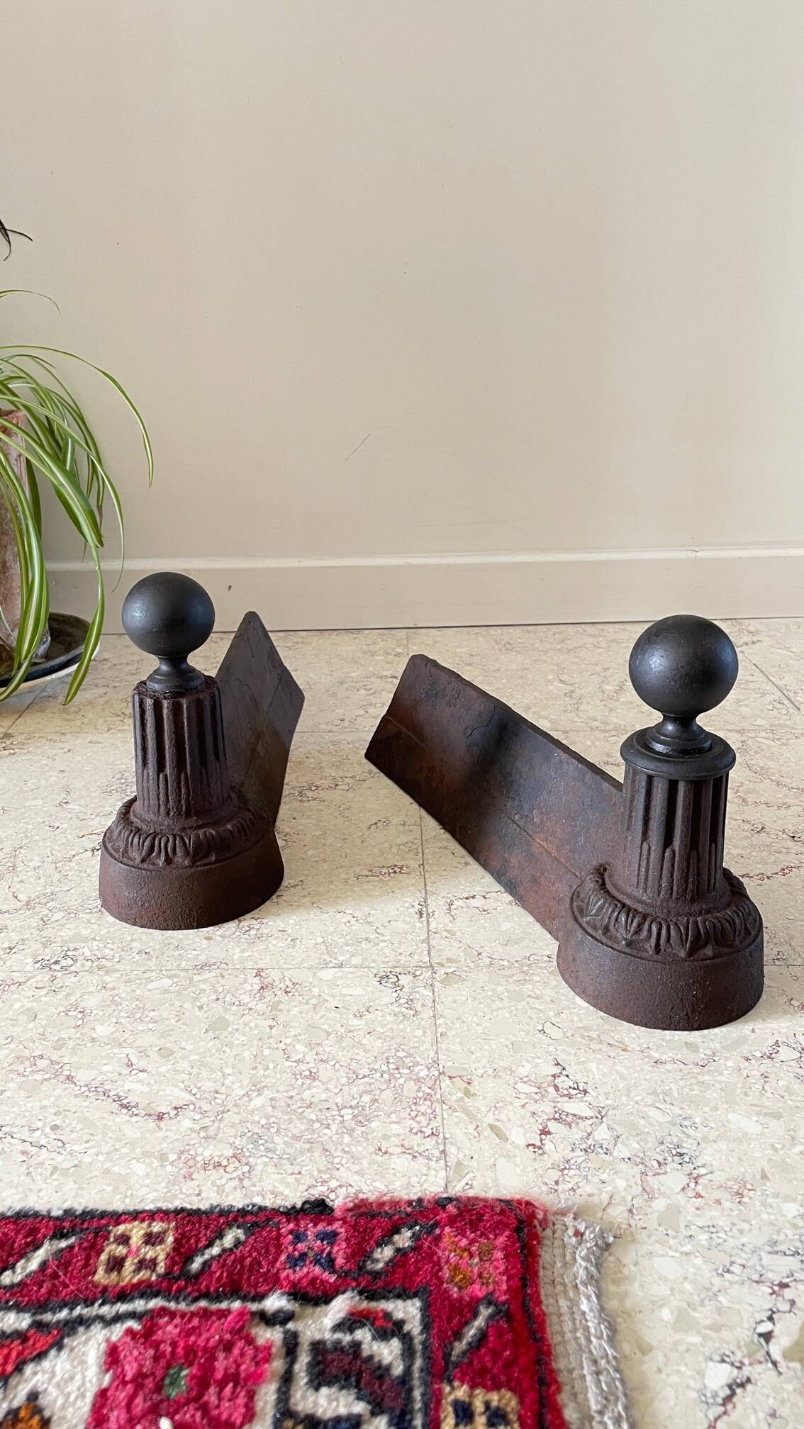 Pair of old vintage steel andirons