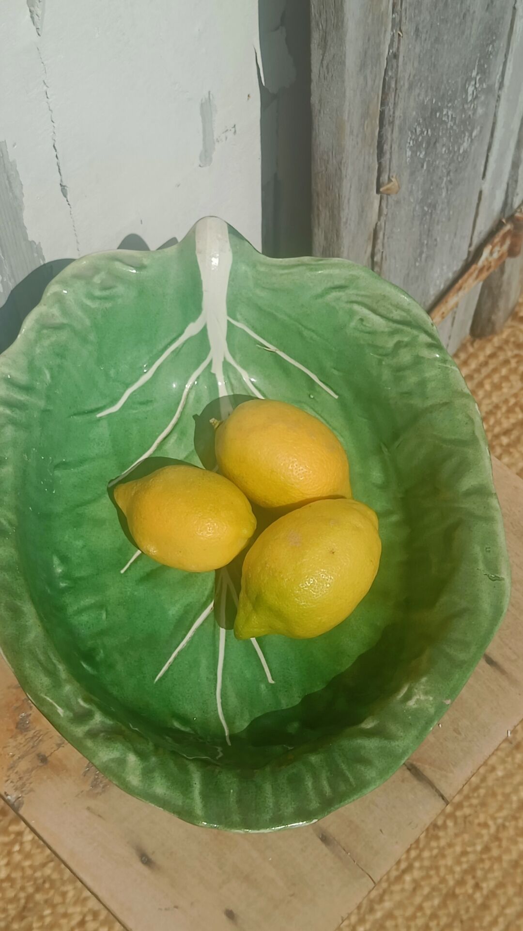 Vintage cabbage decorated earthenware salad bowl