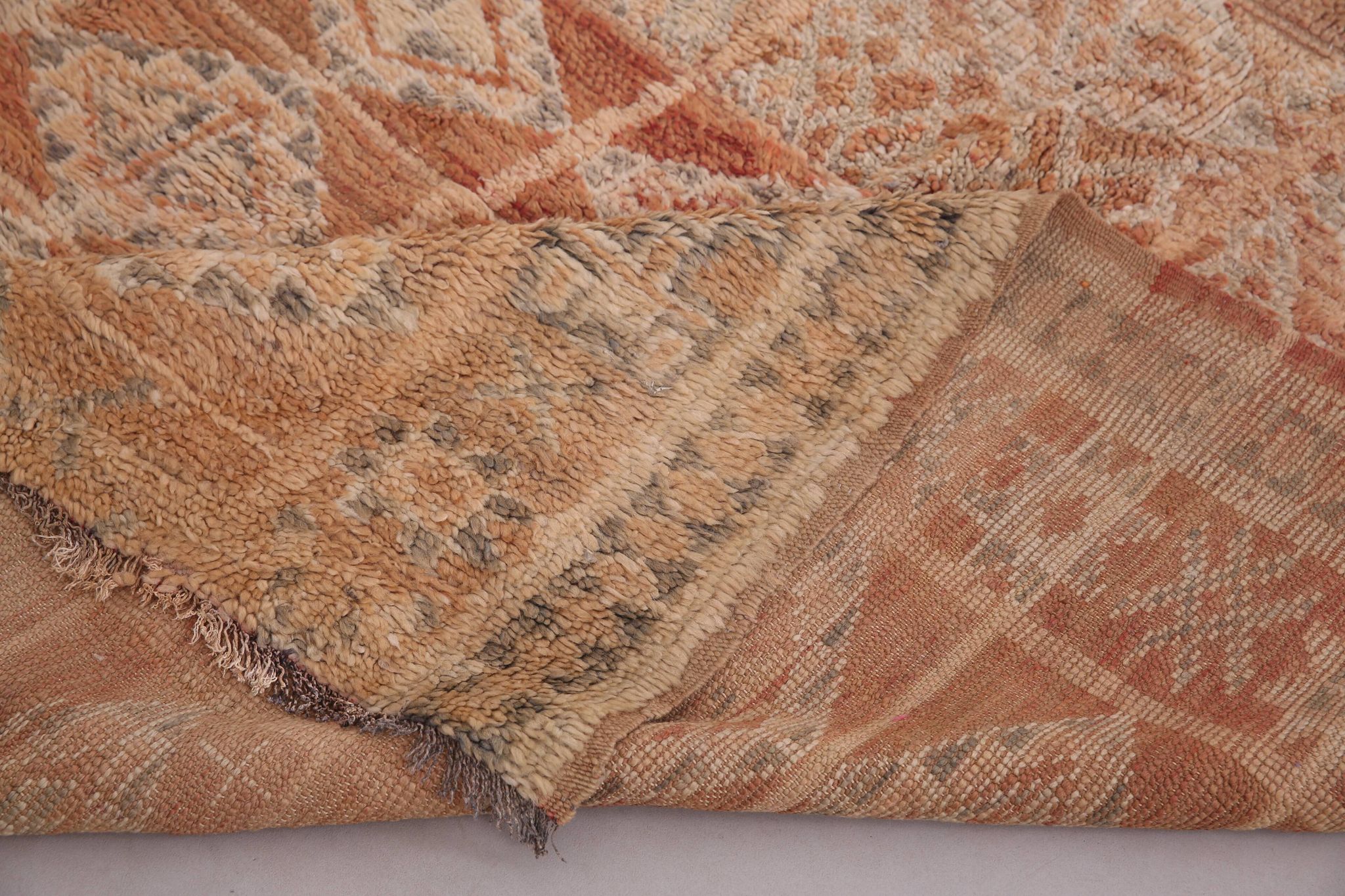Peach Vintage Moroccan Rug 164 x 376 cm - Berber Wool Rug - Handmade Rug
