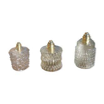 Set of 3 molded glass globe suspensions