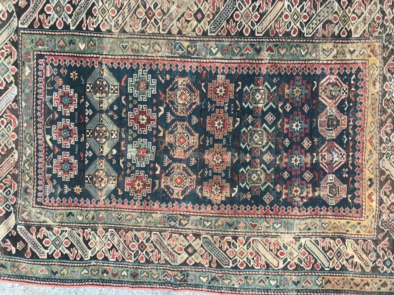 Old caucasian rug shirawan 19th handmade 105x148 cm