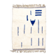 Beni Ouarain Berber rug with Majorelle blue patterns, 1.45x1.04m