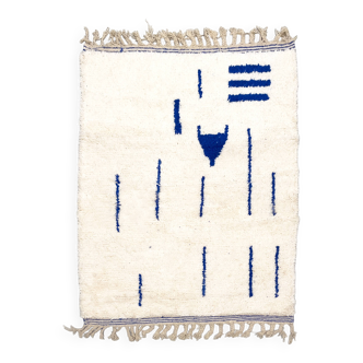 Beni Ouarain Berber rug with Majorelle blue patterns, 1.45x1.04m