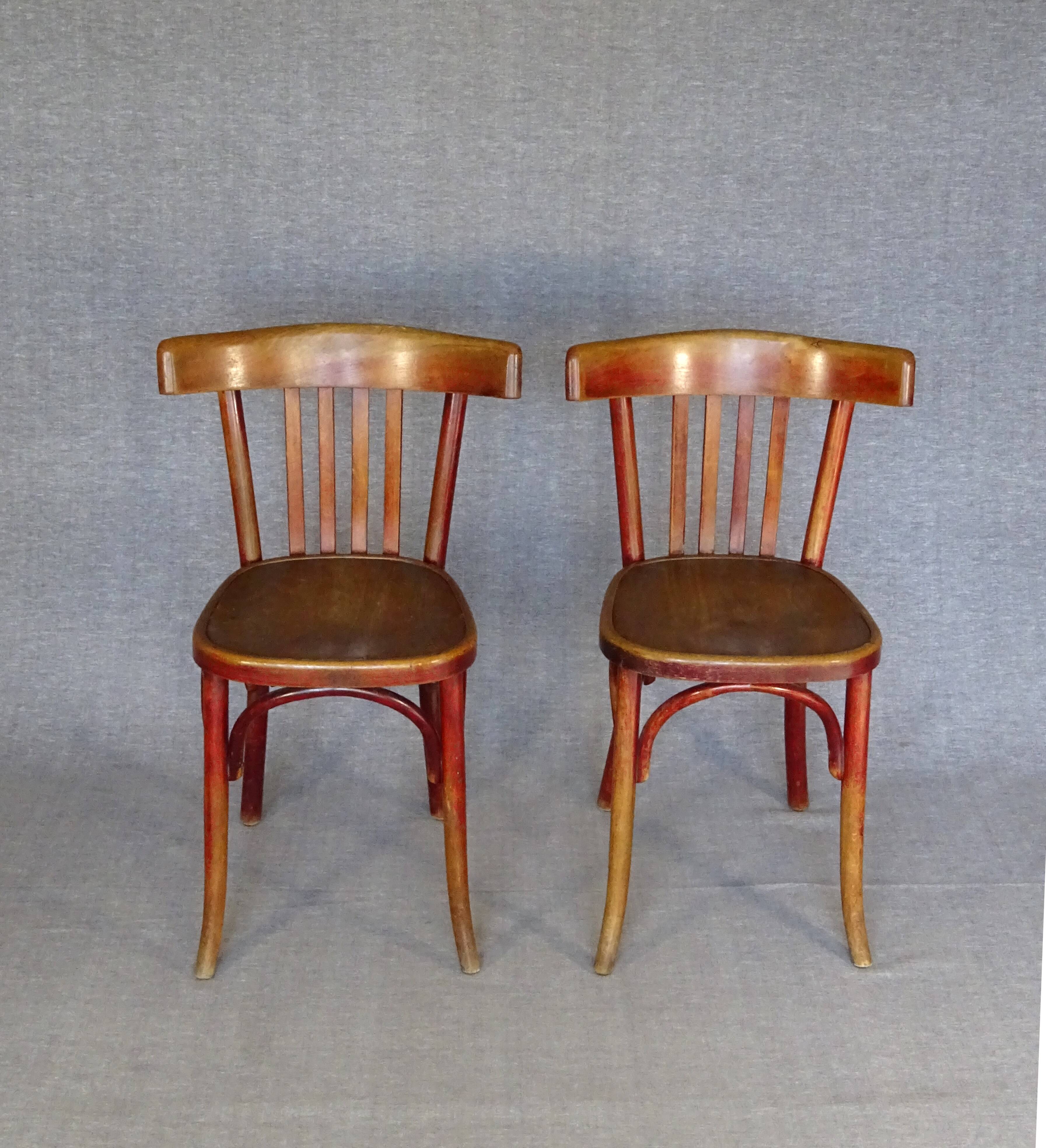 2 FISCHEL Bistrot chairs No. 89 1/2, 1932 wooden seat