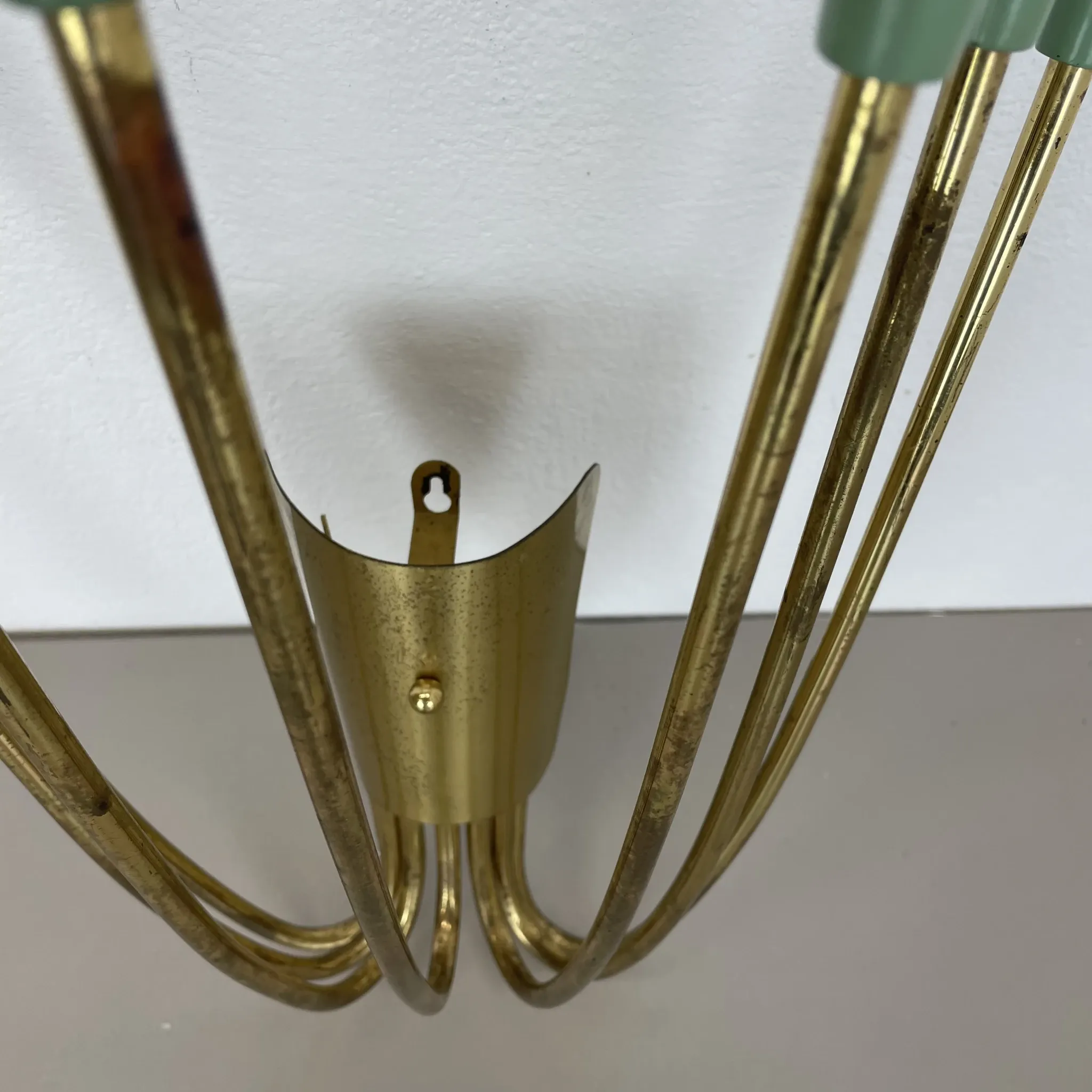 Large brass wall light in stilnovo style, 54 cm, italy, 1950s