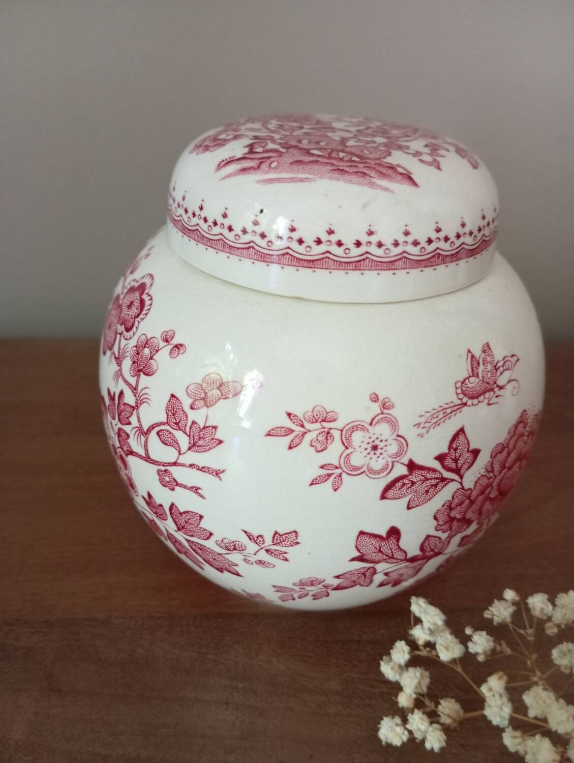 Antique lidded jar / candy box, Mason's factory, England