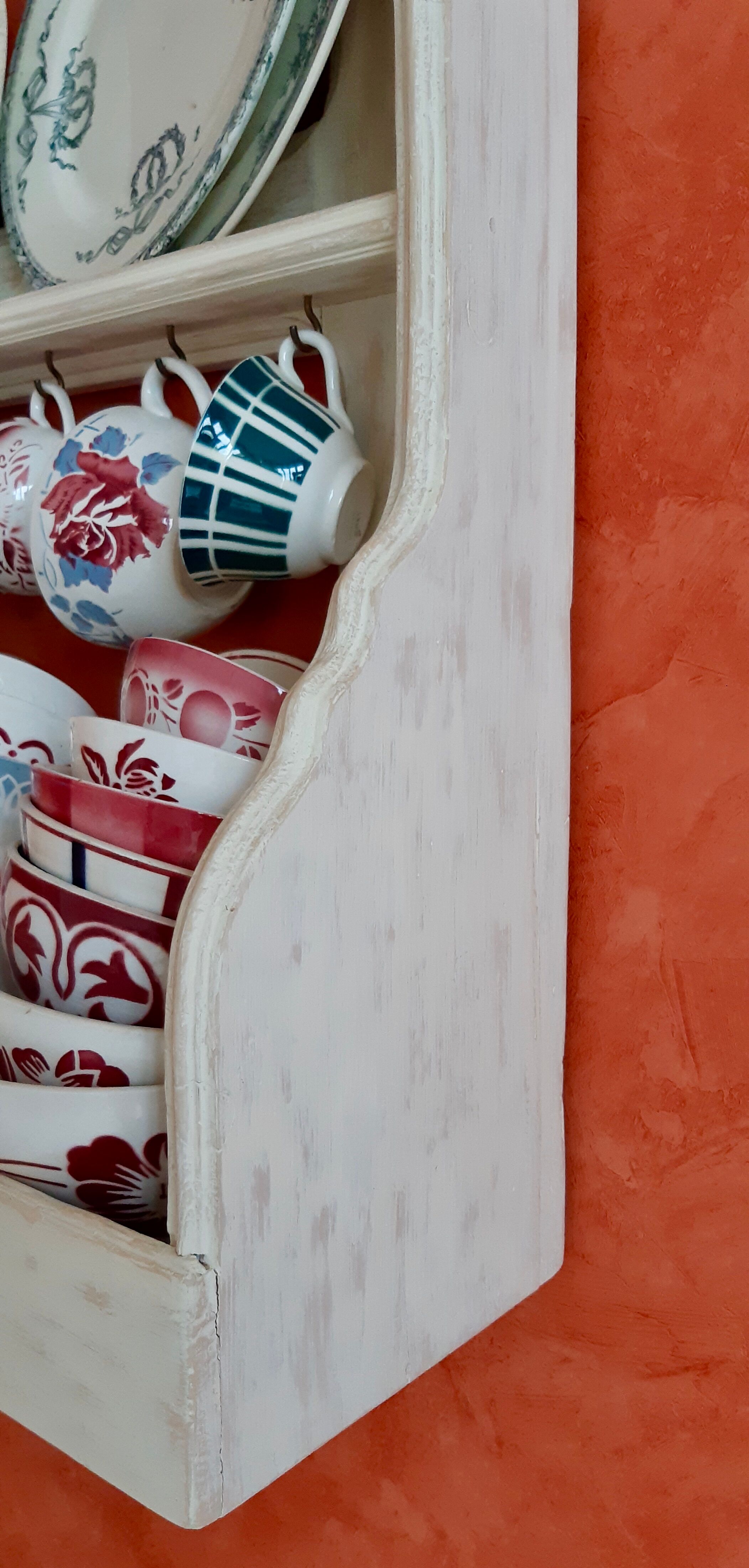 shelf / wall cabinet in wooden sandblasted effect old early twentieth century