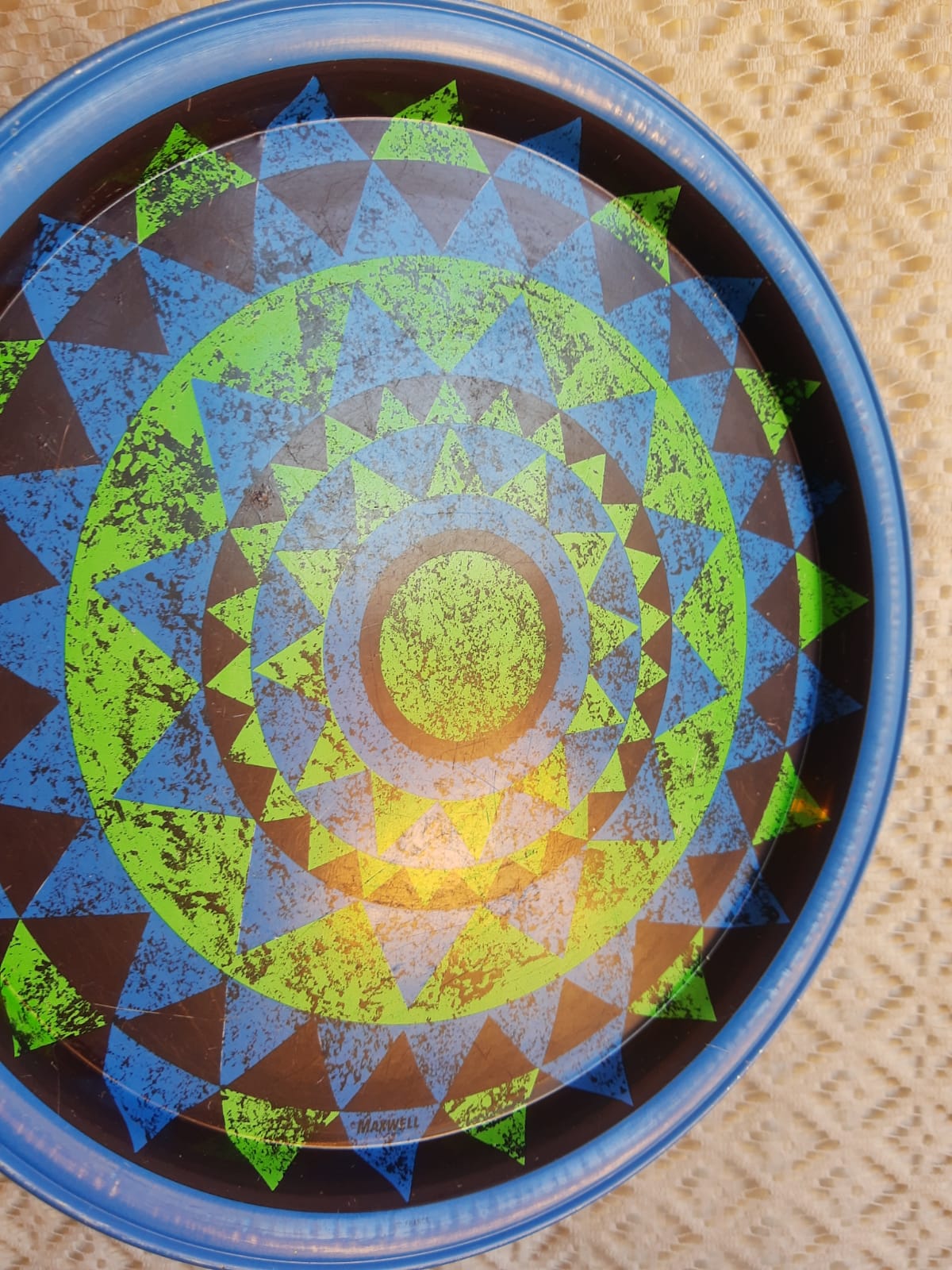 Vintage Maxwell France Round Metal Advertising Tray