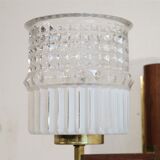 Scandinavian wall lamp in teak and glass