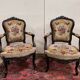 Paire de fauteuils style Louis XV en bois noirci, vers 1850