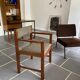 Fauteuil scandinave vintage teck et tweed